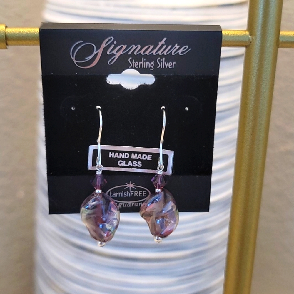 Signature Sterling Silver Glass Earrings